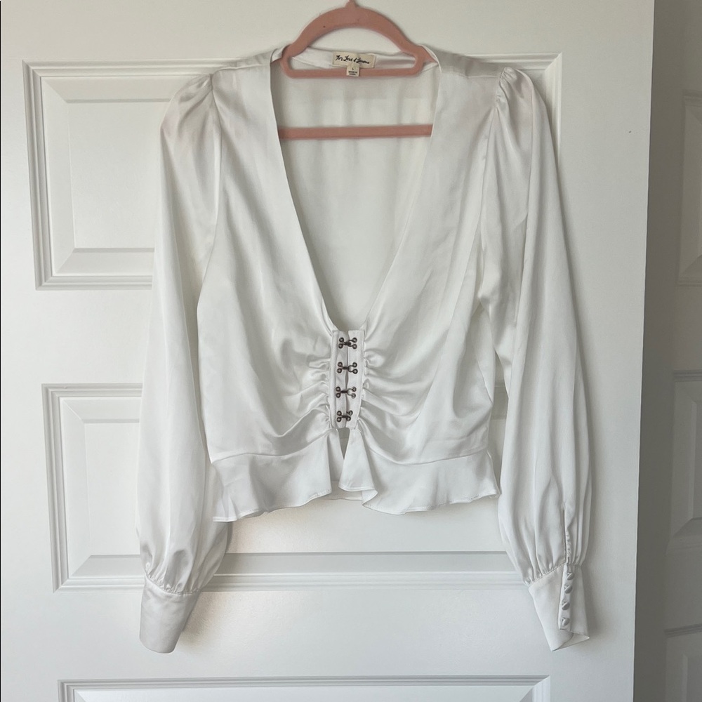 For Love and Lemons white silk blouse